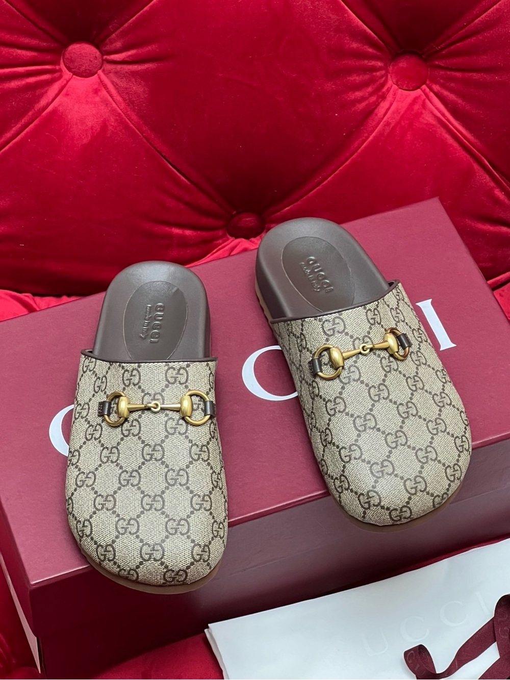 Gucci GG Supreme Horsebit Mule Slide Slippers